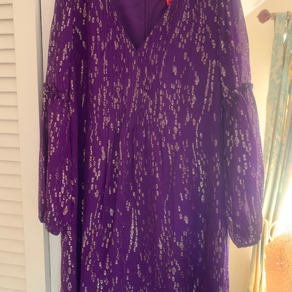 Lilly Pulitzer Cleme silk dress in purple berry fish clip chiffon - Picture 6 of 6